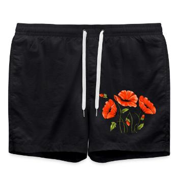 Blumen - Badeshorts - Schwarz - Vorne - AI Model Male 185 light (185cm)