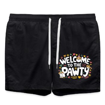 Welcome To The Pawty 16 - Badeshorts - Schwarz - Vorne - AI Model Male 185 light (185cm)