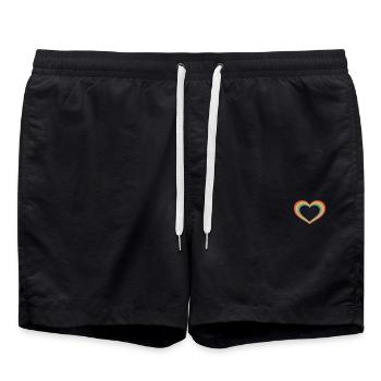 Kleines Pride-Herz - Badeshorts - Schwarz - Vorne - AI Model Male 185 light (185cm)