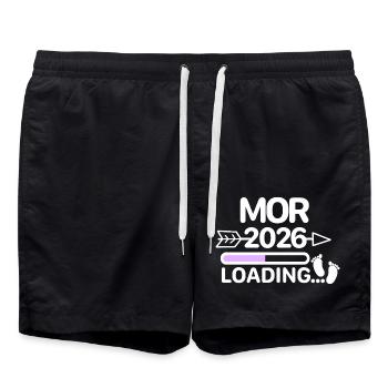 Mor 2027 dänisch Schwangerschaftsankündigung - Badeshorts - Schwarz - Vorne - AI Model Male 185 light (185cm)