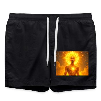 Olorun – Dieu du soleil yoruba, divinité céleste de la lumière - Short de bain - noir - Devant - AI Model Male 185 light (185cm)