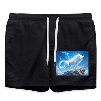 Bai Ze, bête omnisciente de la mythologie chinoise - Short de bain - noir - Devant - AI Model Male 185 light (185cm)