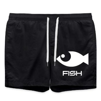 Minimalist Fish Icon Fishing Sea Ocean - Swim Trunks - black - Front - AI Model Male 185 light (185cm)