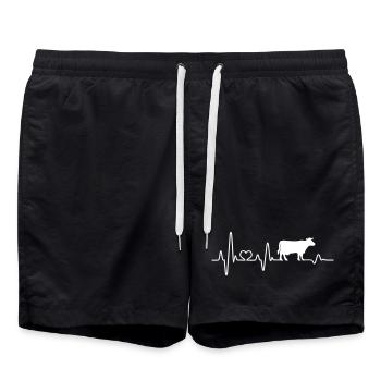 Cow heartbeat farm cows farmer funny beef - Swim Trunks - black - Front - AI Model Male 185 light (185cm)