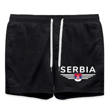 Design Serbie – Fierté et passion - Short de bain - noir - Devant - AI Model Male 185 light (185cm)