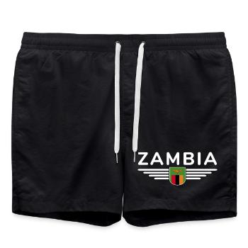 Sambia T-Shirt für Afrika Fans - Badeshorts - Schwarz - Vorne - AI Model Male 185 light (185cm)