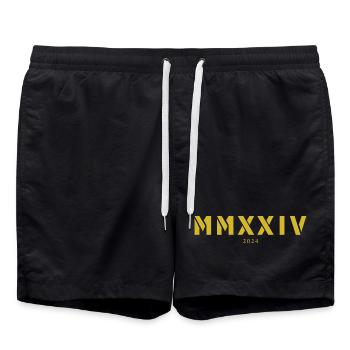 Roman numeral year of birth Made in 2024 - Swim Trunks - black - Front - AI Model Male 185 light (185cm)