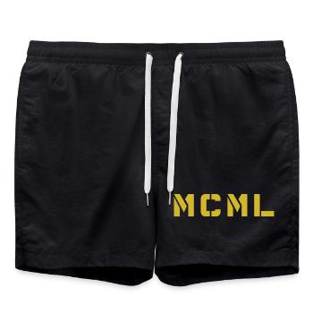 Roman numeral year of birth Made in 1950 - Swim Trunks - black - Front - AI Model Male 185 light (185cm)