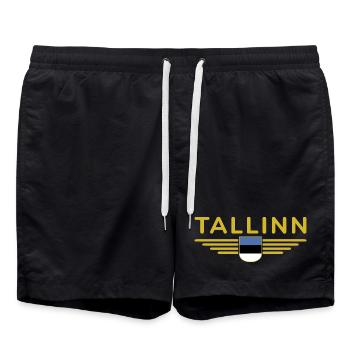 Tallinn T-Shirt – Für Fans der Hauptstadt - Badeshorts - Schwarz - Vorne - AI Model Male 185 light (185cm)