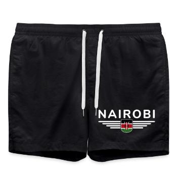Nairobi Fans: T-Shirt für Kenia-Liebhaber - Badeshorts - Schwarz - Vorne - AI Model Male 185 light (185cm)