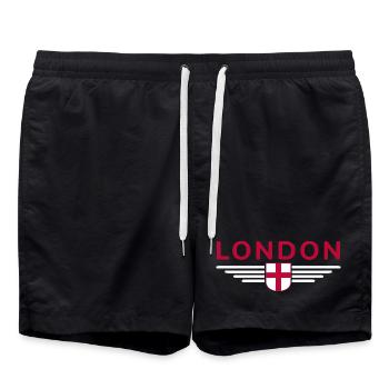 London England Fan T-Shirt Design - Swim Trunks - black - Front - AI Model Male 185 light (185cm)