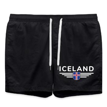 J’aime l’Islande Design T-Shirt Tenue - Short de bain - noir - Devant - AI Model Male 185 light (185cm)