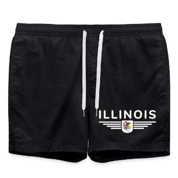 Illinois Fan T-Shirt – Heimatliebe zeigen - Badeshorts - Schwarz - Vorne - AI Model Male 185 light (185cm)