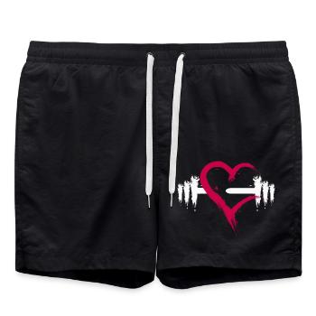 Hantel Herz - Badeshorts - Schwarz - Vorne - AI Model Male 185 light (185cm)