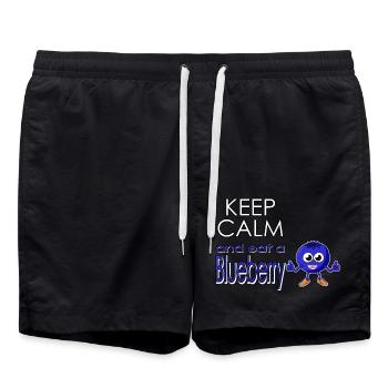 Keep calm and eat a blueberry - Eat blueberry - Swim Trunks - black - Front - AI Model Male 185 light (185cm)