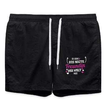 So sieht die beste Freundin der Welt aus - Badeshorts - Schwarz - Vorne - AI Model Male 185 light (185cm)
