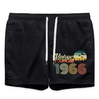 Vintage 1966 birthday retro vintage gift - Swim Trunks - black - Front - AI Model Male 185 light (185cm)