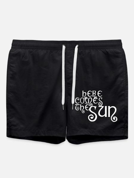 Here comes the sun - White - Swim Trunks - black