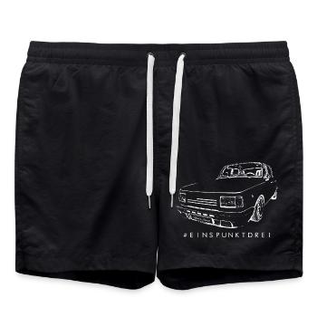 Wartburg #EINSPUNKTDREI - IFA mobile DDR - Badeshorts - Schwarz - Vorne - AI Model Male 185 light (185cm)