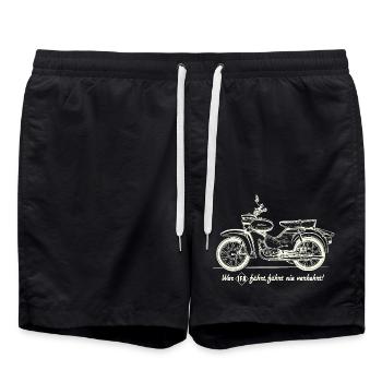 Simson Star - Wer IFA fährt, fährt nier verkehrt! - Badeshorts - Schwarz - Vorne - AI Model Male 185 light (185cm)