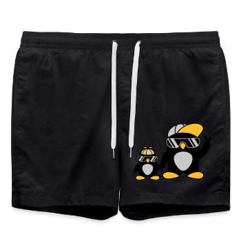 2 coole Pinguine Familie - Badeshorts - Schwarz - Vorne - AI Model Male 185 light (185cm)