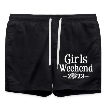 Girls Weekend 2023 Cute Girls Party Trip Vacation - Swim Trunks - black - Front - AI Model Male 185 light (185cm)