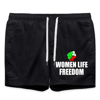 Women life freedom iran - Swim Trunks - black - Front - AI Model Male 185 light (185cm)