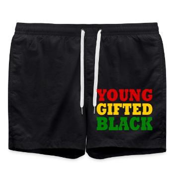 young gifted and black - Badeshorts - Schwarz - Vorne - AI Model Male 185 light (185cm)