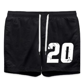 Cool Number 20 - 20 Years Old 20th Birthday Gift - Swim Trunks - black - Front - AI Model Male 185 light (185cm)