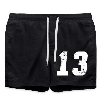 Cool Number 13 - 13 Years Old 13th Birthday Gift - Swim Trunks - black - Front - AI Model Male 185 light (185cm)