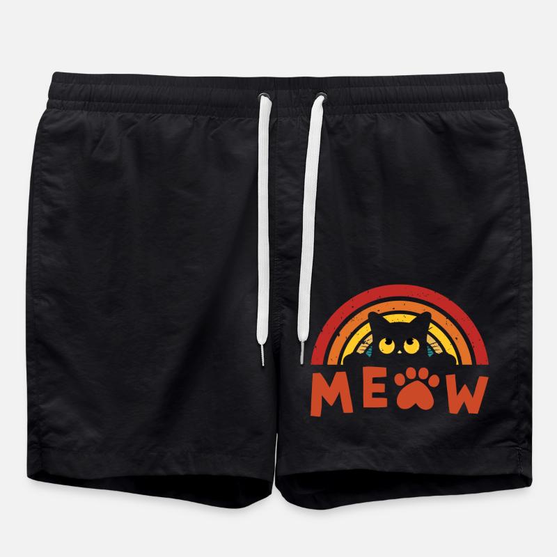 Chat noir rétro 2 - Short de bain - noir
