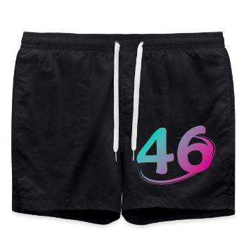 Number 46 multicolor - Swim Trunks - black - Front - AI Model Male 185 light (185cm)