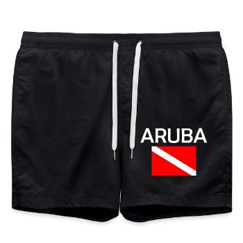 Aruba Diver Down Flag - Scuba - Diving - Tauchen - Swim Trunks - black - Front - AI Model Male 185 light (185cm)