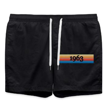 Jahr 1963 - Badeshorts - Schwarz - Vorne - AI Model Male 185 light (185cm)