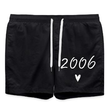 2006 Herzgeburtstag - Badeshorts - Schwarz - Vorne - AI Model Male 185 light (185cm)