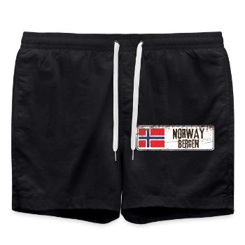 Bergen Norway Flag - Swim Trunks - black - Front - AI Model Male 185 light (185cm)