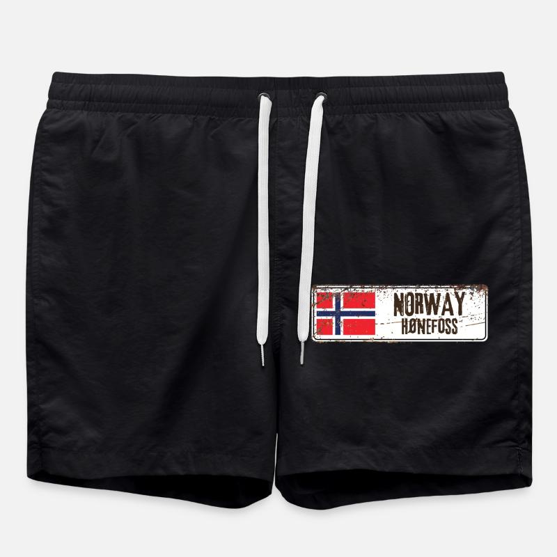 Hønefoss Norway Flag - Swim Trunks - black