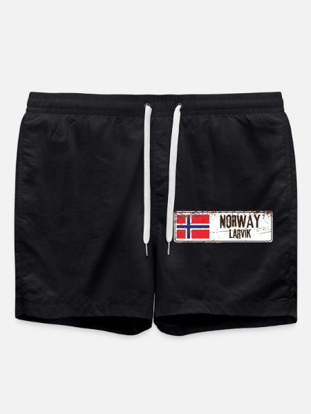 Larvik Norway Flag - Swim Trunks - black