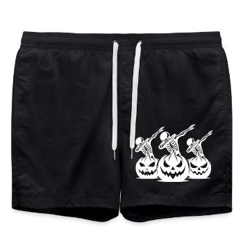 Unheimliches Kinder Halloween Dabbing Skelette - Badeshorts - Schwarz - Vorne - AI Model Male 185 light (185cm)