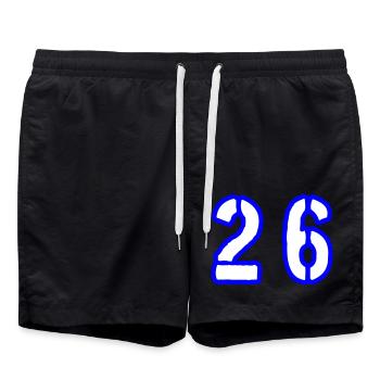 26 Zahl Symbol - Badeshorts - Schwarz - Vorne - AI Model Male 185 light (185cm)