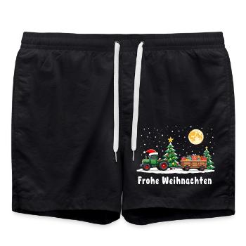 Fröhliche Weihnachten Santa Traktor - Badeshorts - Schwarz - Vorne - AI Model Male 185 light (185cm)