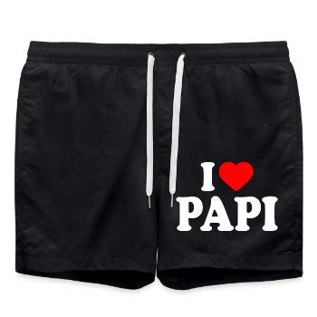 I love papi - Badeshorts - Schwarz - Vorne - AI Model Male 185 light (185cm)
