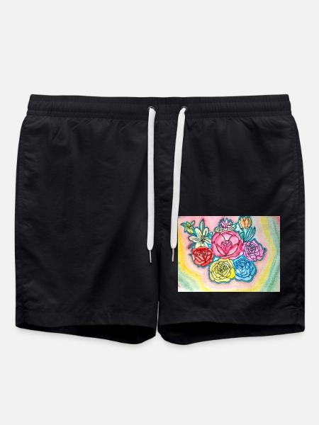 Flowers - Badeshorts - Schwarz