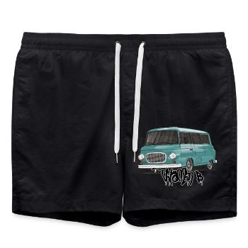 Barkas B1000 // Illustration - Badeshorts - Schwarz - Vorne - AI Model Male 185 light (185cm)