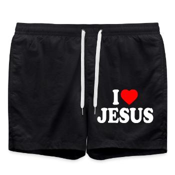 I love jesus - Short de bain - noir - Devant - AI Model Male 185 light (185cm)