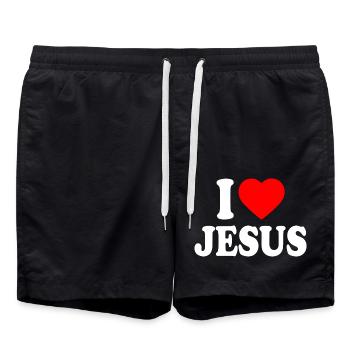 I love jesus - Short de bain - noir - Devant - AI Model Male 185 light (185cm)