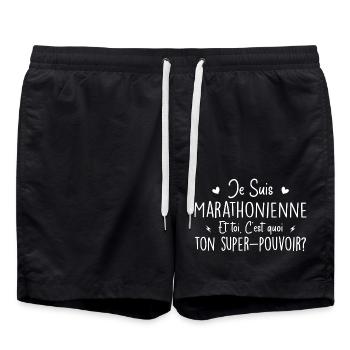 Marathon runner. What's your superpower? - Swim Trunks - black - Front - AI Model Male 185 light (185cm)