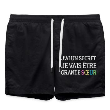 I have a secret, I'm going to be a big sister - Swim Trunks - black - Front - AI Model Male 185 light (185cm)