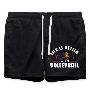 Das Leben ist besser mit Volleyball.Volleyball T-Shirt - Badeshorts - Schwarz - Vorne - AI Model Male 185 light (185cm)