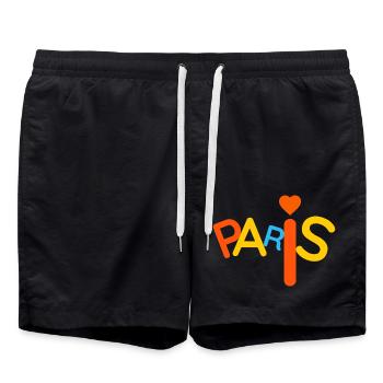 Paris coloré - Short de bain - noir - Devant - AI Model Male 185 light (185cm)